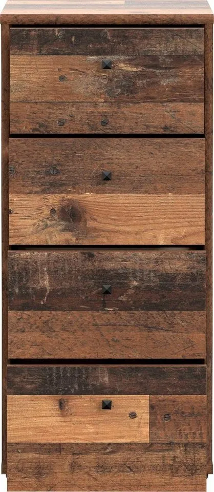 FORTE Kommode Tempra, Kommode, 4 Schubkästen, Höhe 85,5 cm, Breite 38,6 cm, Braun, – Produktbild 4 von 5