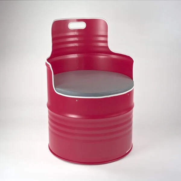 Lockengelöt Lockengelöt Sessel (2) aus einem Hamburger Ölfass, Purpurrot (gepulvert), – Produktbild 1 von 1