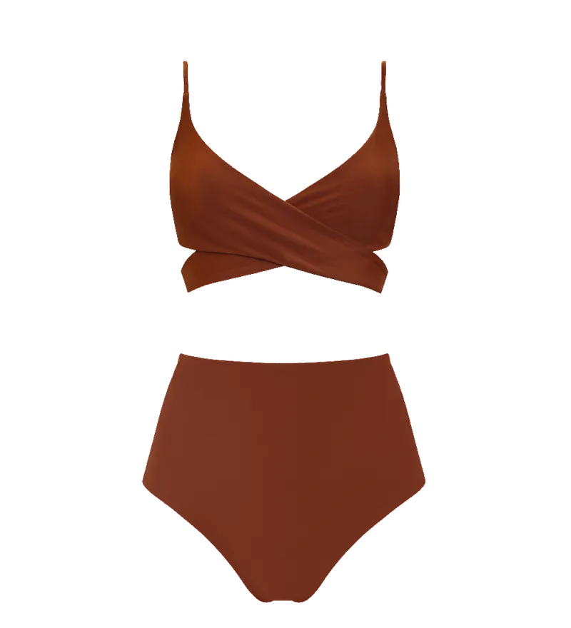 Anekdot Anekdot Damen vegan Lin + Core High Bikini, Braun, – Produktbild 1 von 2