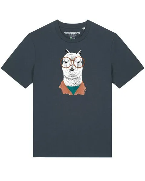 watapparel watapparel T-Shirt Unisex Lama, India ink grey, – Produktbild 1 von 3