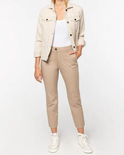 YTWOO YTWOO Nachhaltige 7/8 Chino-Damenhose, Beige, – Produktbild 2 von 4