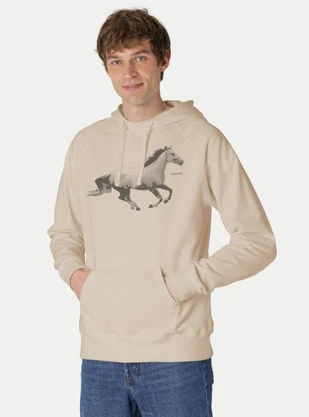 Peaces.bio - handbedruckte Biomode Peaces.bio - handbedruckte Biomode Bio-Herren-Kapuzensweater Horsepower, Sand, – Produktbild 1 von 2