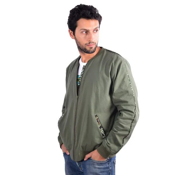 Africulture Africulture Bomberjacke für Männer aus Kenianischem Kikoy und Westafrikanischem Kitenge Stoff, Grün, – Produktbild 1 von 4