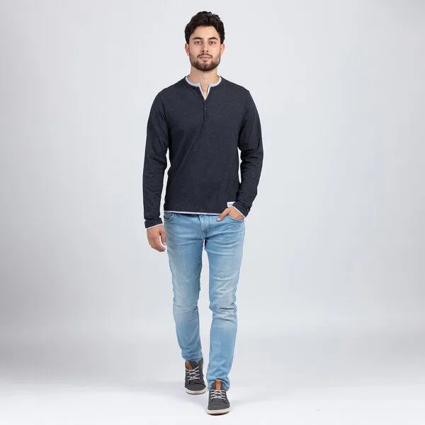 Lexi&Bö Lexi&Bö Jersey-Longsleeve Herren, Dark melange (grau), – Produktbild 2 von 4