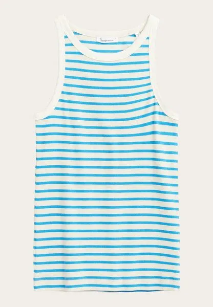 KnowledgeCotton Apparel KnowledgeCotton Apparel Tanktop - Striped racer rib top - aus Bio-Baumwolle, Blue/white, – Produktbild 1 von 4