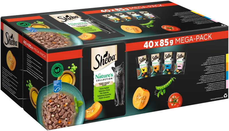 Sheba Sheba Portionsbeutel Multipack NATURE'S COLLECTION Feine Vielfalt in Sauce MSC 40x85g – Produktbild 1 von 1