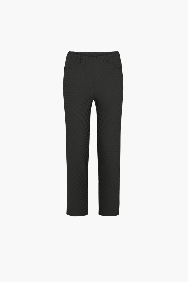 LAURIE LAURIE Damen vegan Hose Kelly Regular Short Länge Schwarz Jacquard, Schwarz, – Produktbild 2 von 2