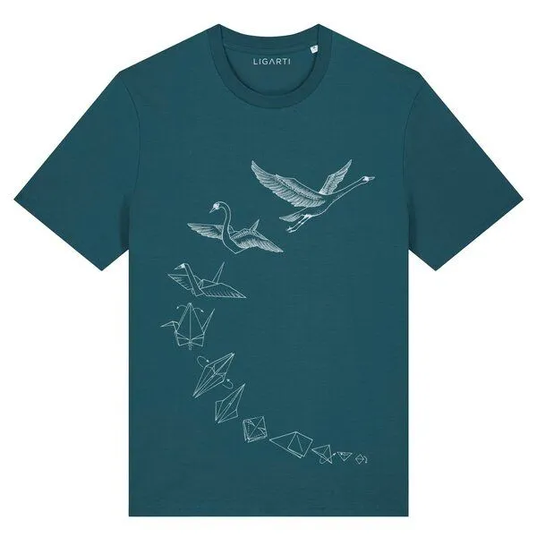 LIGARTI T-Shirt – Origami Schwan – LIGARTI Tiermanufaktur, Petrol, – Produktbild 1 von 4