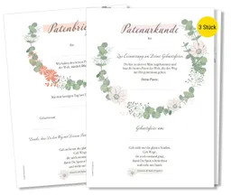 Frank Paperman Taufkarte Patenbrief Taufpaten, Urkunden Set, Paten Patenkind, Taufe floral, 100% Recyclingpapier, Erinnerung Taufe, Geschenk Geburt – Produktbild 1 von 1