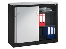 C+P C+P Schiebetürenschrank aus Stahl 120 cm breit anthrazit/alusilber T 40 H 100 – Produktbild 1 von 1