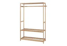 en.casa Garderobenständer, »Herøy« Bambus mit einer Stange und 2 Ablagen 165x100x35cm Natur – Produktbild 1 von 1