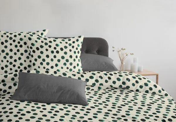 Nature by Adam Nature by Adam Bettwäsche 2tlg aus Leinen und Bio-Baumwolle - Made in Germany - Dots, Grün, – Produktbild 3 von 4