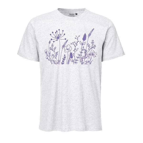 HANDGEDRUCKT HANDGEDRUCKT "Wilde Wiese" Unisex T-Shirt von Neutral, Ash grey, – Produktbild 1 von 3