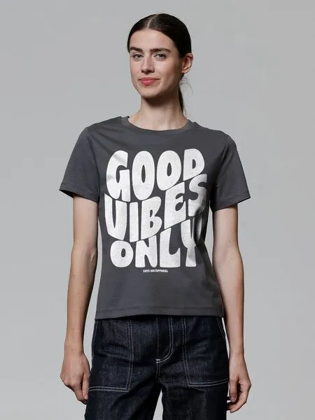 watapparel watapparel T-Shirt Frauen Good vibes only, Anthracite, – Produktbild 2 von 3