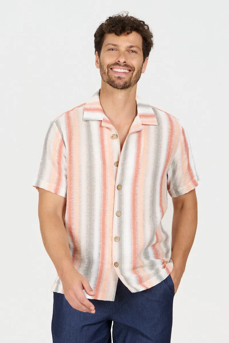 KOMODO KOMODO Herren vegan Shirt Wave Multicolor Gestreift, Hellgrau, – Produktbild 1 von 1