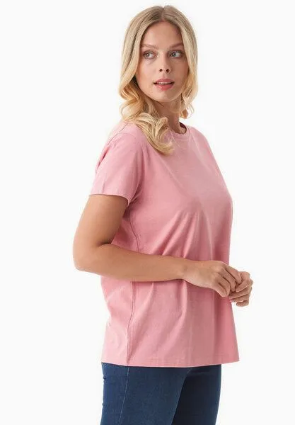 ORGANICATION ORGANICATION Damen Basic T-Shirt aus Bio-Baumwolle, Flamingo pink, – Produktbild 3 von 4