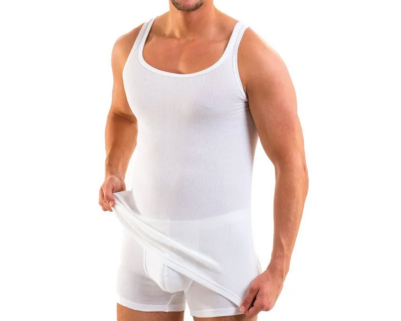 HERMKO Unterhemd 3018 Bio-Baumwolle Doppelripp Achselhemd Basic, Weiß, – Produktbild 2 von 5