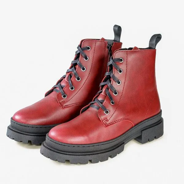 Fairticken Fairticken Stiefel Vegan GRANDOLA gefüttert mit Reißerverschluß (Microfaser), Rot, – Produktbild 4 von 4