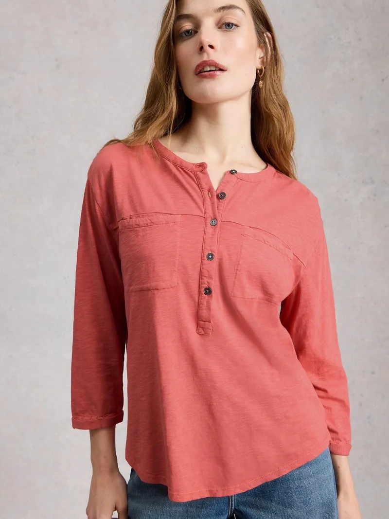 White Stuff Langarmshirt Beth mit 3/4-Ärmeln - 50, Mittelrosa, – Produktbild 3 von 4