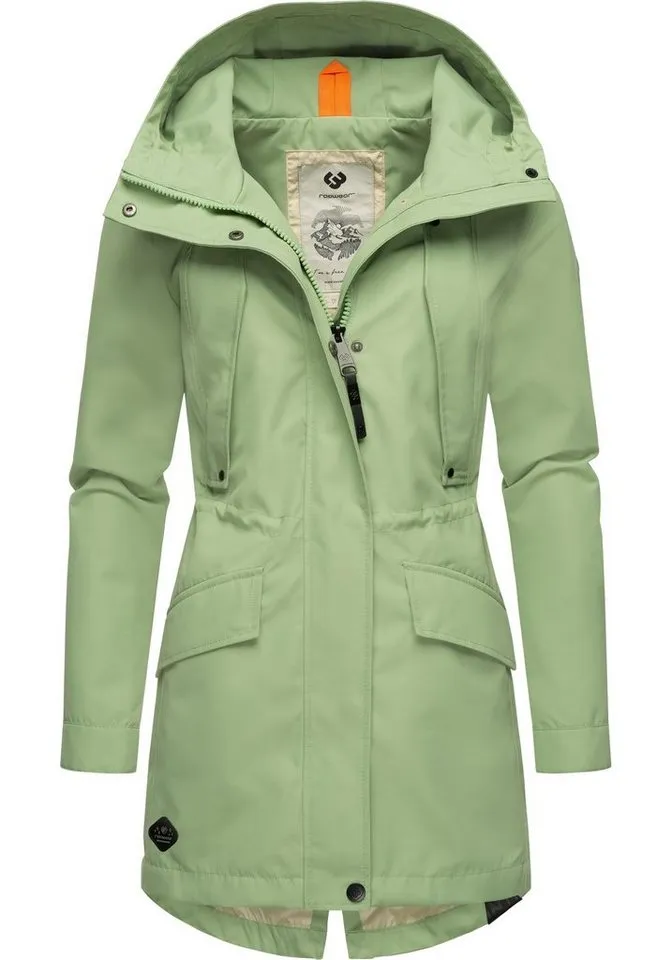 ragwear ragwear Regenmantel Begonia Wasserdichter Damen Übergangsmantel mit großer Kapuze, Grau|grün, – Produktbild 5 von 5