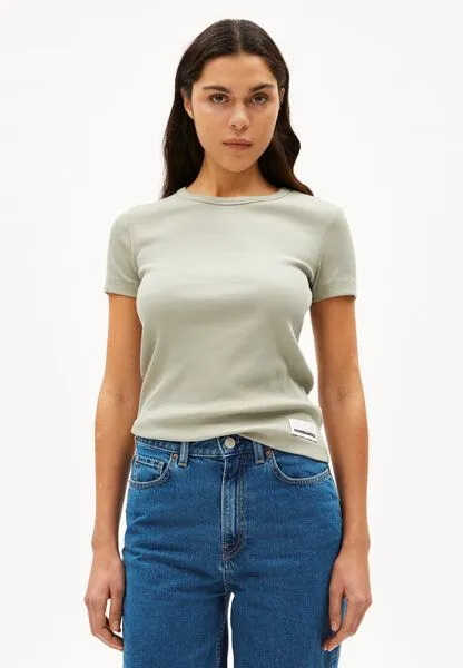 ARMEDANGELS ARMEDANGELS KARDAA Damen Ripp-T-Shirt aus Bio-Baumwoll Mix, Seagreen, – Produktbild 1 von 4