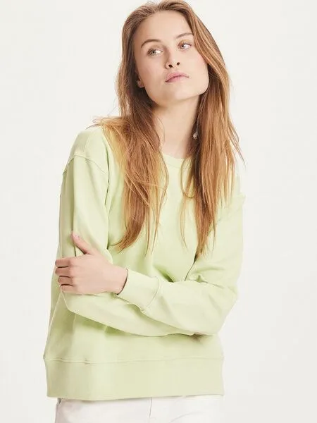 KnowledgeCotton Apparel KnowledgeCotton Apparel Sweatshirt - DAPHNE basic badge sweat - aus Bio-Baumwolle, Grün ( foam), – Produktbild 1 von 4