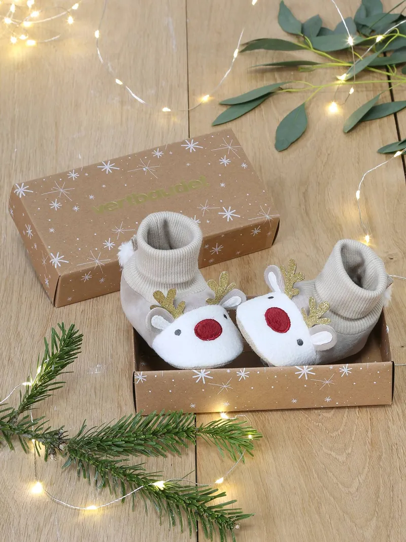 Vertbaudet Baby warme Krabbelschuhe, Beige, – Produktbild 1 von 4
