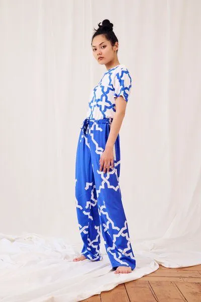 Sophia Schneider-Esleben Sophia Schneider-Esleben PJ Pants - aus Bio Baumwolle, Blau-weiß, – Produktbild 3 von 3