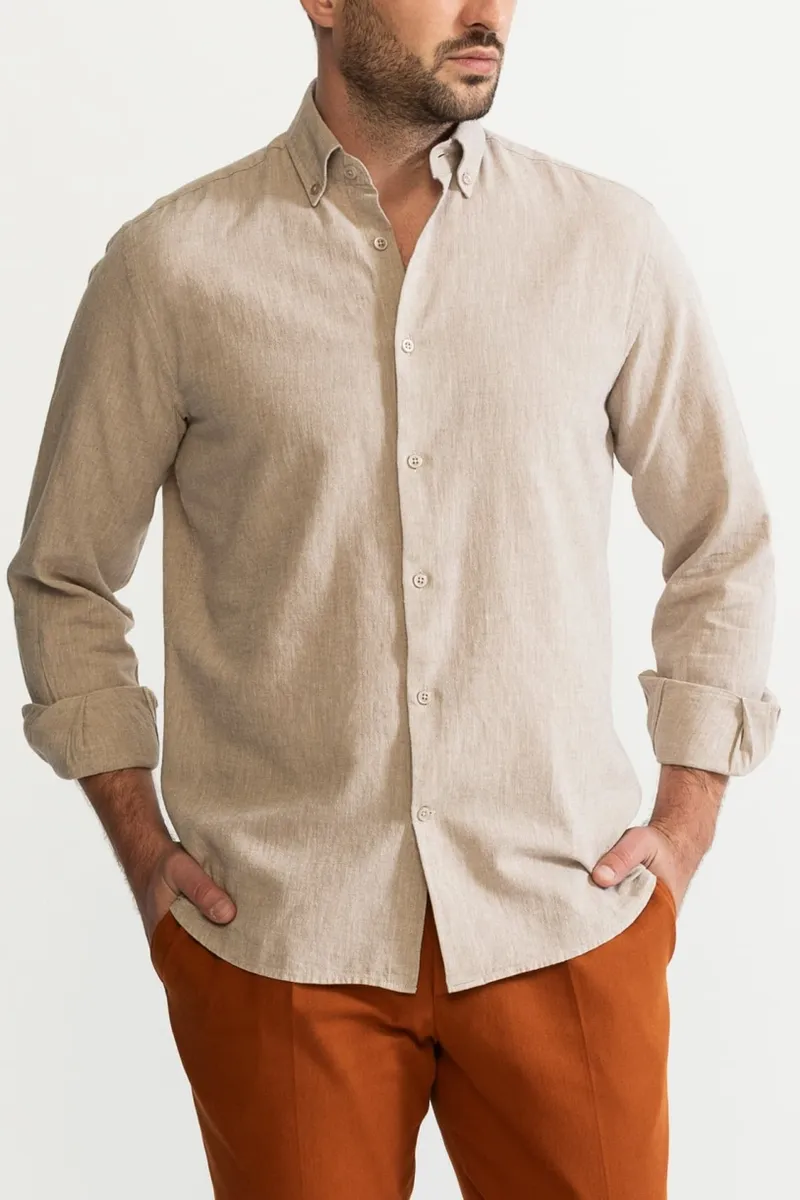 De IONESCU De IONESCU Herren vegan Hemd Godeanu, Beige, – Produktbild 2 von 2