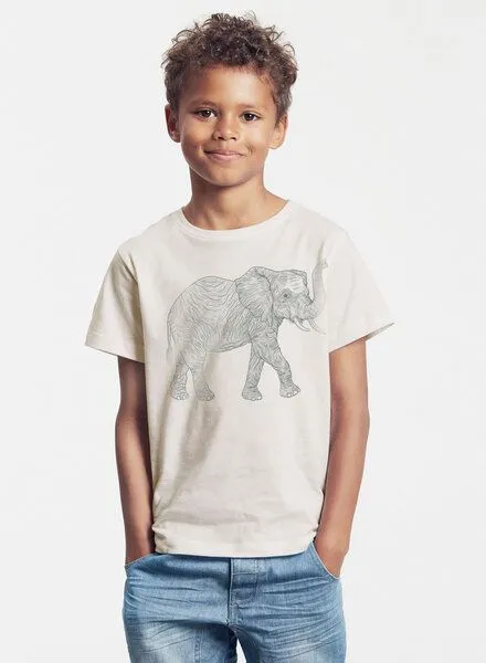 Peaces.bio - handbedruckte Biomode Peaces.bio - handbedruckte Biomode Bio-Kinder T-Shirt "Babyelefant", Natur, – Produktbild 3 von 3
