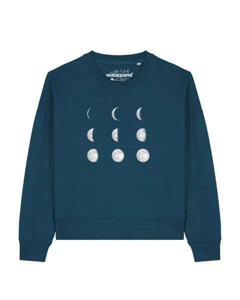 watapparel watapparel Sweatshirt Frauen Moonphases, Deep teal, – Produktbild 1 von 2