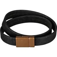 Kork Deko Kork-Deko Breites Korkarmband schwarz für Damen mit bronzefarbenem Magnetverschluss – Produktbild 1 von 1