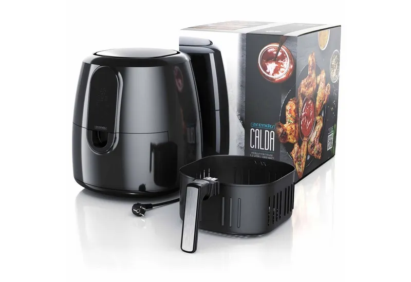Arendo Heißluftfritteuse XXL Airfryer 5,2 Liter, bis 200 Grad, 3D Umluftsystem, Display, 1800 W, Fritteuse, Heissluftfritteuse, Frittieren ohne Öl, Timer, 7 Programme, Schwarz, – Produktbild 4 von 5