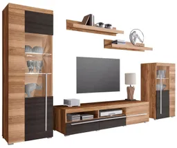 OTTO home Wohnwand Roger,Breite 270 cm moderne Mediawand ohne Beleuchtung, (Set, 5-St), Anbuwand (Set,5-St) viel Stauraum, Vitrinen mit Glastür – Produktbild 1 von 1
