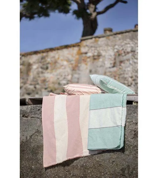 david fussenegger david fussenegger Sommertuch Nizza Blockstreifen 150 x 90 cm aus Recycling-Baumwolle, Rosa, – Produktbild 2 von 4