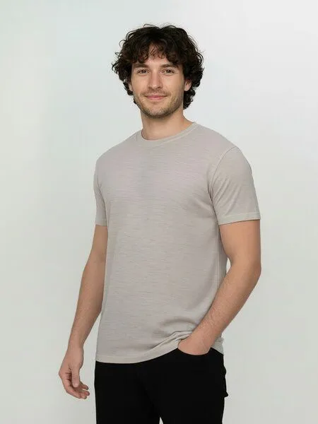 GreenBomb GREENBOMB Basic Loom - Funktionales T-Shirt aus Merino-Wolle / Fair & Vegan, Grau (sandstone), – Produktbild 1 von 4