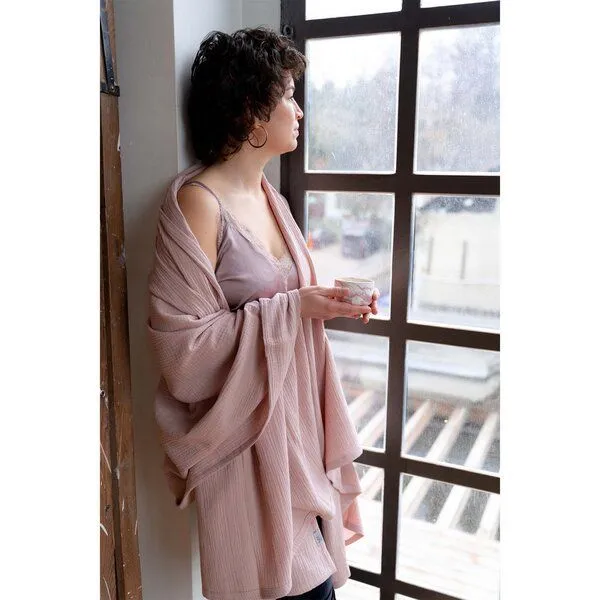 Hutch&Putch Hutch&Putch Musselin-Sommerbundle für warme Nächte (Sommerdecke 200x135 + Kopfkissenbezug nach Wahl) aus 100% Bio-Baumwolle - Handmade in Germany, Blush, – Produktbild 2 von 3