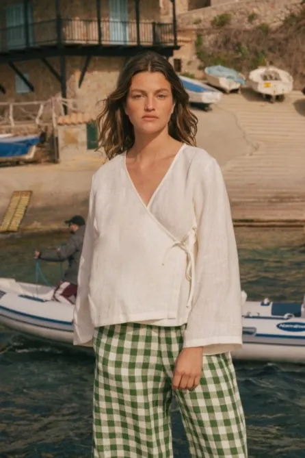 AmourLinen AmourLinen Damen vegan Wickeltop Adele Weiß, Weiß, – Produktbild 2 von 2