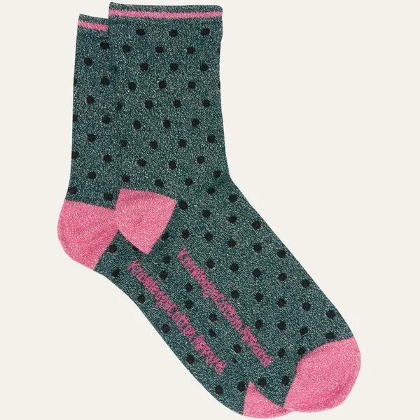KnowledgeCotton Apparel KnowledgeCotton Apparel Glitzer-Socken DOTS mit Bio-Baumwolle und recyceltem Material, Grün (trekking green), – Produktbild 1 von 1