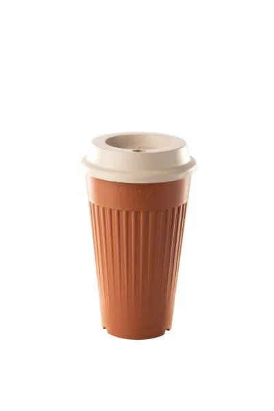 reMAIN reMAIN MAINcup - 4 St. nachhaltige Mehrweg-Trinkbecher 400 ml aus recyceltem Kunststoff – Bruchfest, Spülmaschinenfest & Stapelbar – Perfekt für Cocktails, Kinder, Gastro & Outdoor, Ockerbraun, – Produktbild 4 von 4