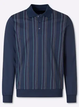 marco donati Langarm-Poloshirt dunkelblau-gestreift – Produktbild 1 von 1