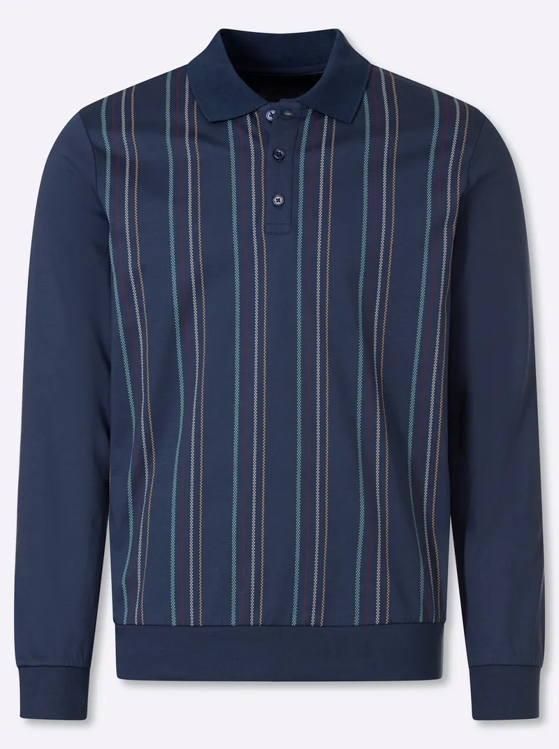 marco donati Langarm-Poloshirt dunkelblau-gestreift, Dunkelblau-gestreift, – Produktbild 1 von 2