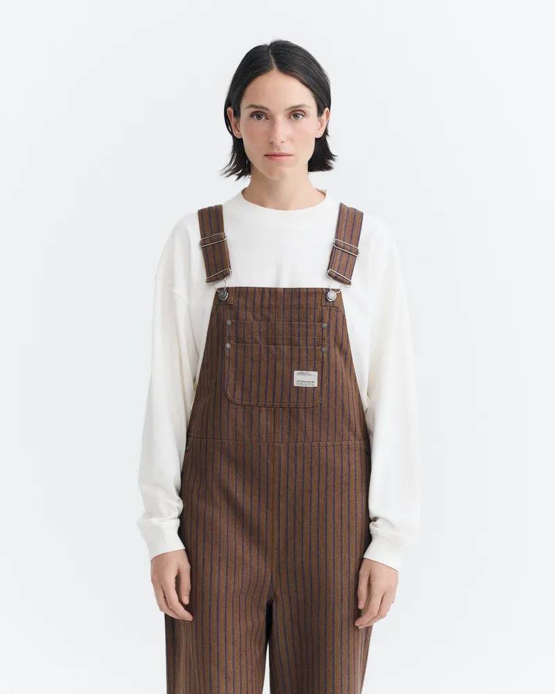 thinking mu Thinking MU Damen vegan Jumpsuit Lume Braun Gestreift Naturgefärbt, Braun, – Produktbild 1 von 2