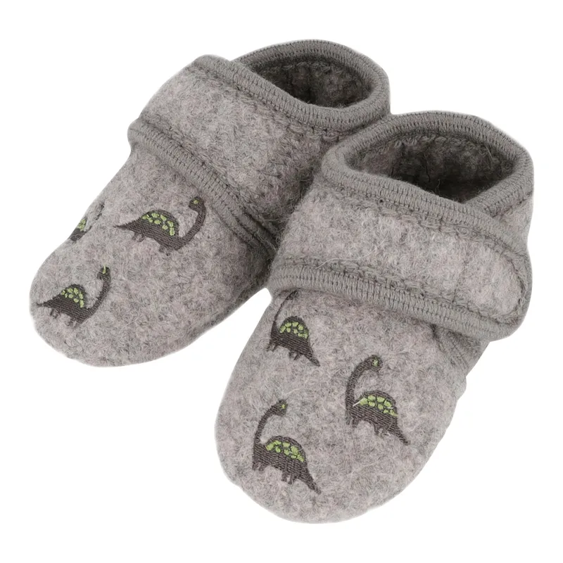 Maximo Maximo Woll-Krabbel- und Hausschuhe Dinos, Grau, – Produktbild 1 von 1
