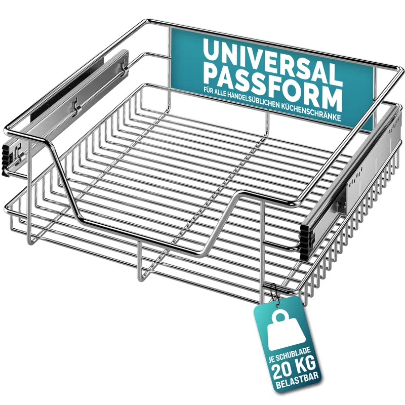 Casaria® Teleskopschublade 50cm Schrankbreite Außenmaß, Silber, – Produktbild 2 von 2