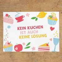 Bow & Hummingbird Bow & Hummingbird Postkarte "Kein Kuchen ist auch keine Lösung" aus Recyclingpapier – Produktbild 1 von 1