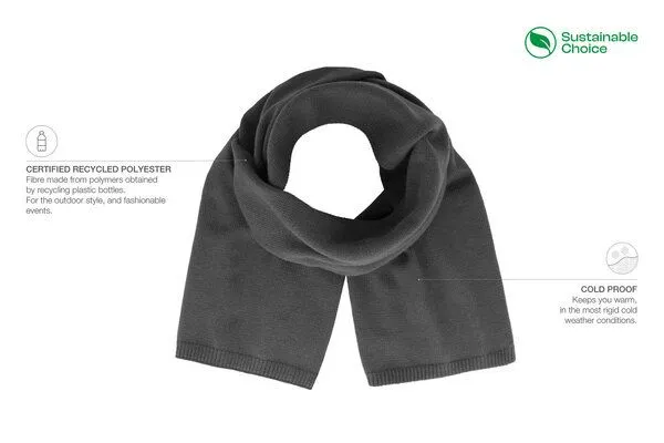 Atlantis Headwear Atlantis Headwear Schal aus einer Lage recyceltem Polyestergarn 1,6m, Dunkelgrau, – Produktbild 3 von 3