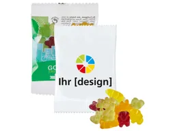 Vegane Bio-Fruchtgummi-Bärchen im kompostierbaren Tütchen 10 g, weiß – Produktbild 1 von 1