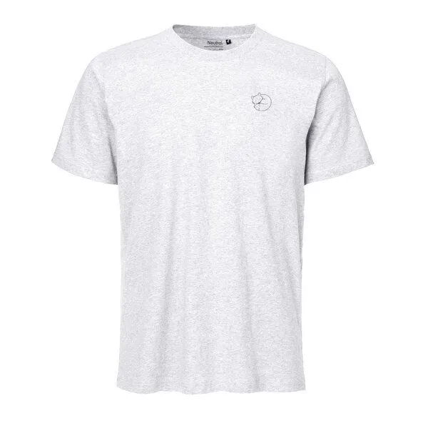 HANDGEDRUCKT HANDGEDRUCKT "Schlummerfuchs" Unisex T-Shirt aus reiner Baumwolle (kbA), Ash grey, – Produktbild 2 von 4