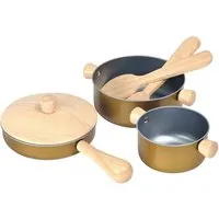 PlanToys PlanToys Kochgeschirr Kinderküche Zubehör aus Kautschukholz Maße 12,7 x 21,6 x 3,6 cm – Produktbild 1 von 1